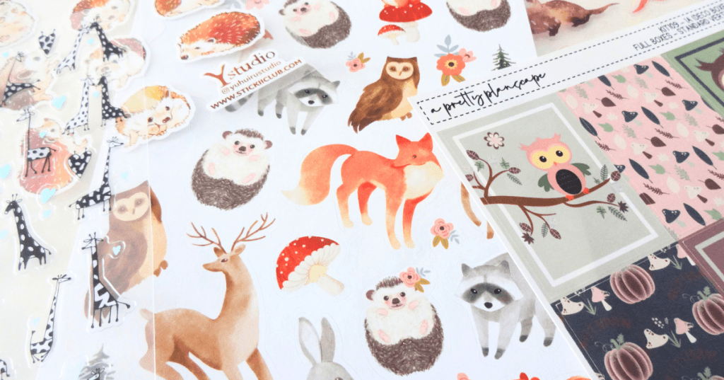 Earthy tones flatlay of animal stickers.