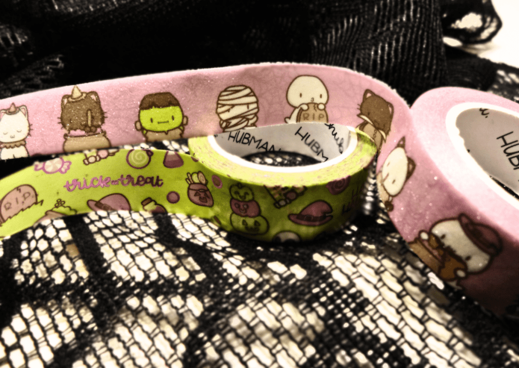 An image showing the detail of the two rolls of washi tape from Hubman & Chubgirl that are part of the Halloween 2023 bundle.