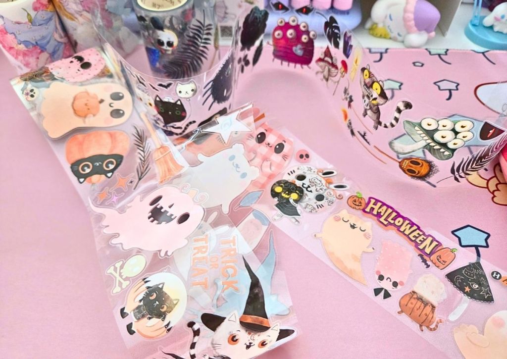 Cute pastel Halloween stickers on two PET tape rolls.